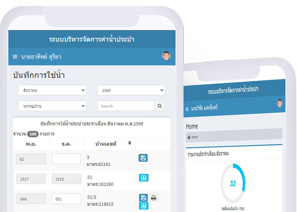 ระบบบริหารจัดการค่าน้ำประปาองค์การบริหารส่วนตำบล รับร่อ